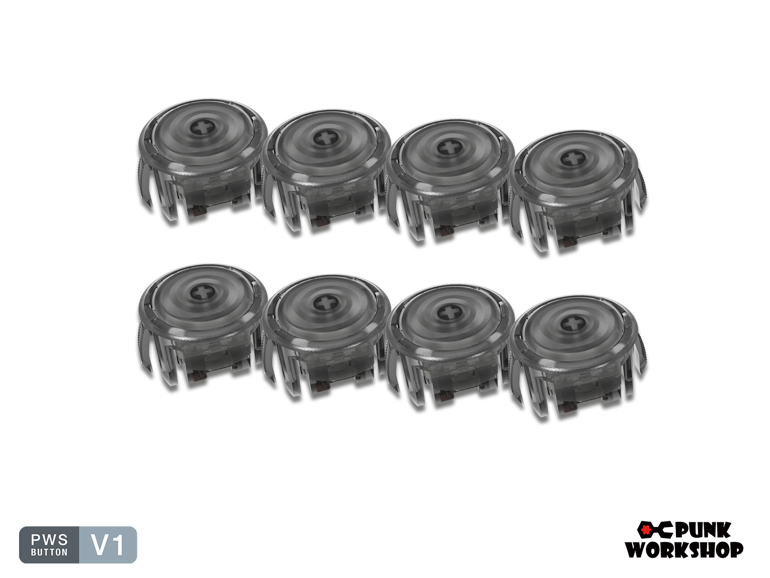絶版品 未使用)パンクワークショップ24mmクリアブラックV1ボタン 8個