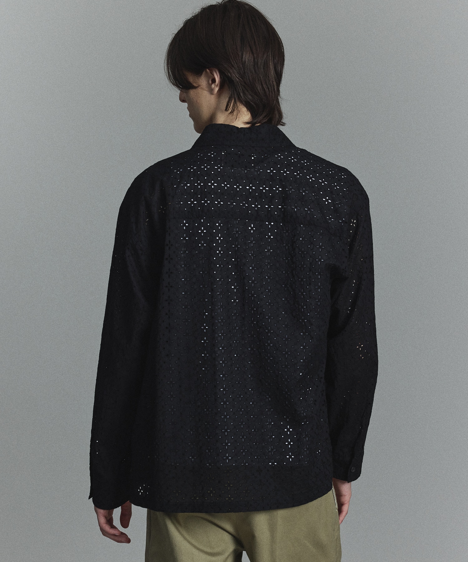 エンブロイダリーレースシアーシャツ(1 BLACK): : メンズ｜PUBLIC