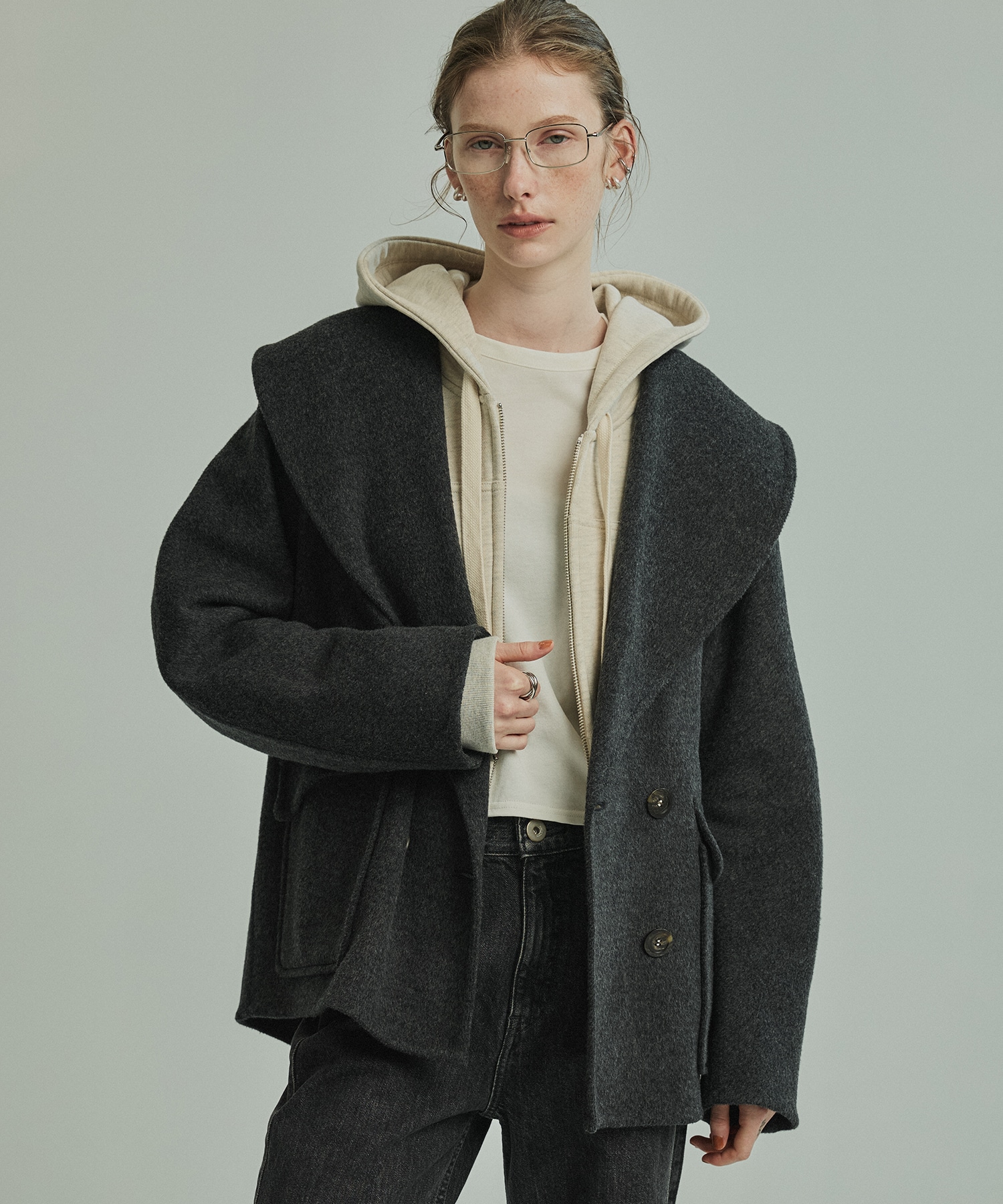 カシミヤリバーショールカラーコート(FREE DARK GREY): : ウィメンズ