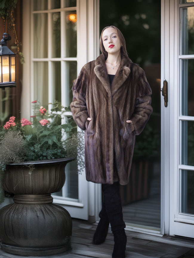 Champagne Eclipse – SAGA Mink Coat with Fringe | Countryside