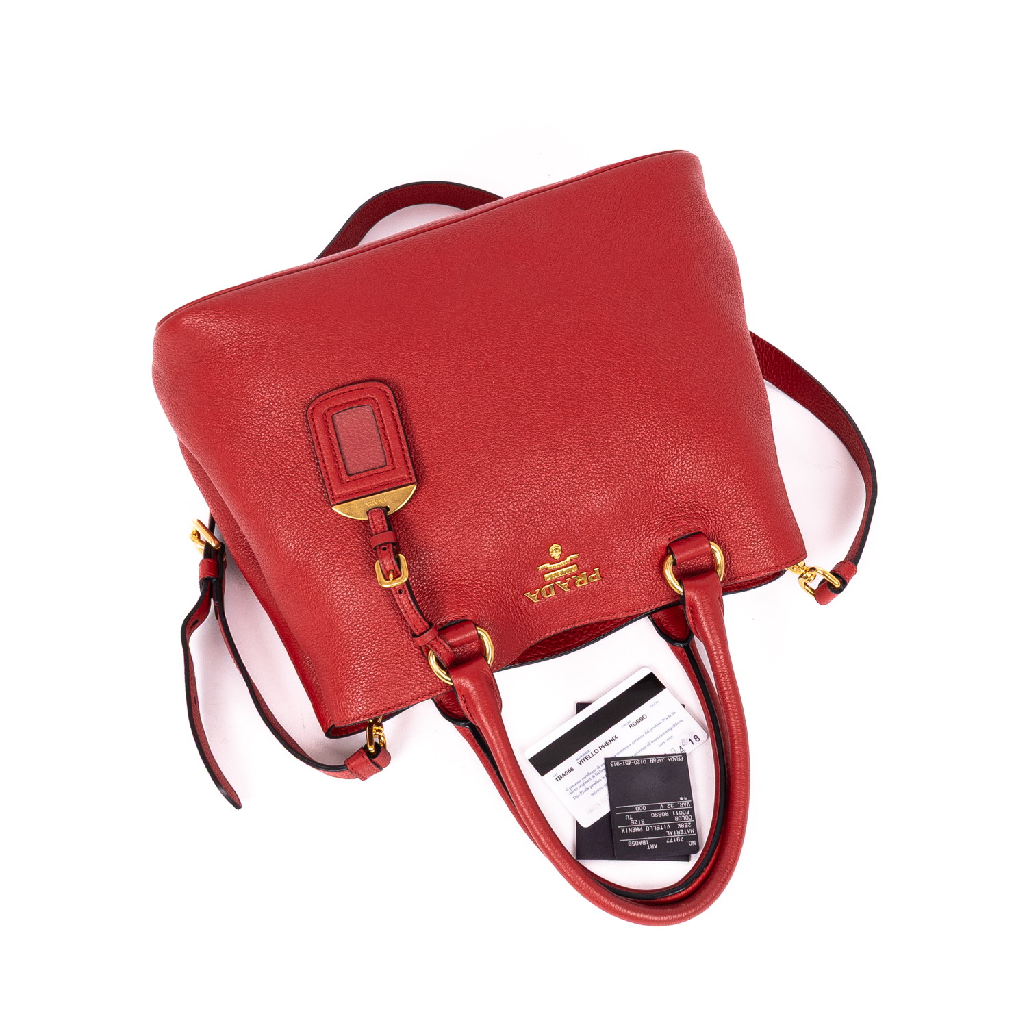Prada Vitello Phenix Tote in Striking Red Leather - Purse Utopia