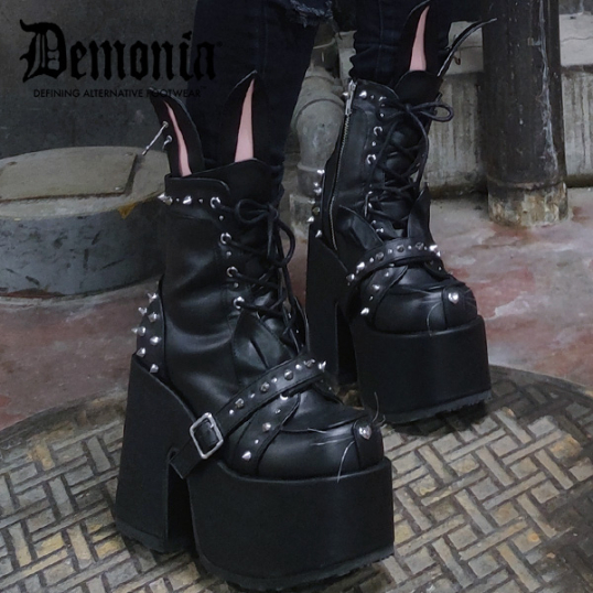 DEMONIA(デモニア) / CAMEL-202 Chunky Heel Black [CAM202/BVL]ブーツ