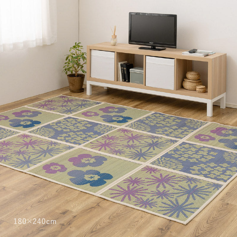 折りたためる い草ラグ【裏貼り】【/2畳/3畳】【9面/12面】い草