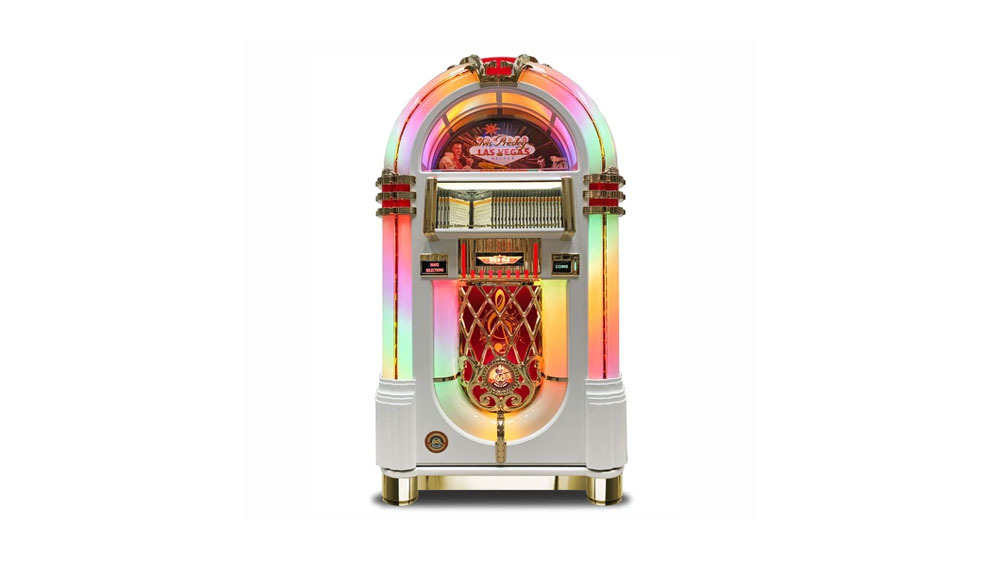 Rock-Ola Bubbler Elvis CD Jukebox in White Jukebox • Quality Billiards