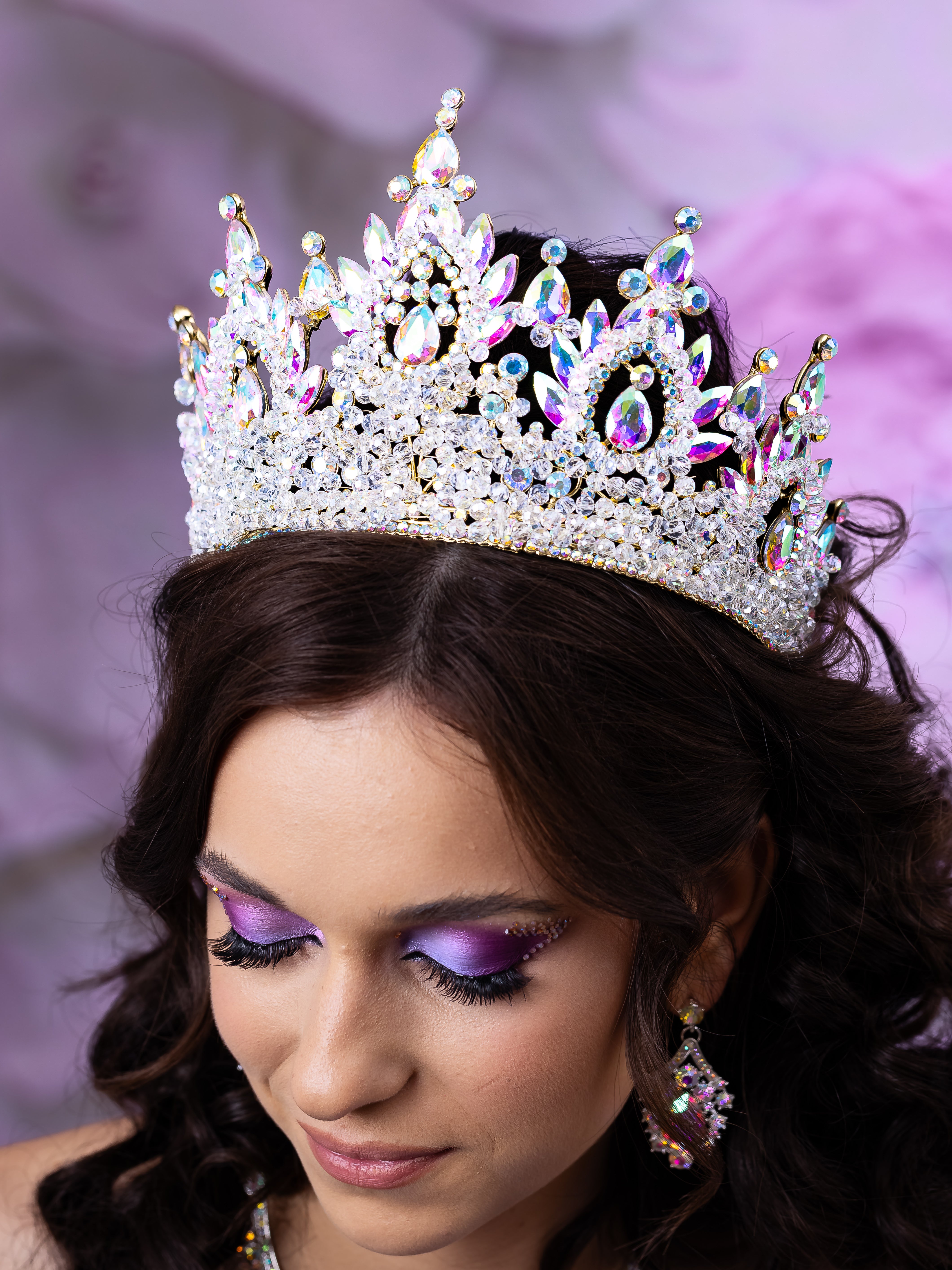 Iridescent Quinceanera Crown| Tornasol Tiara AB jewels| Rainbow