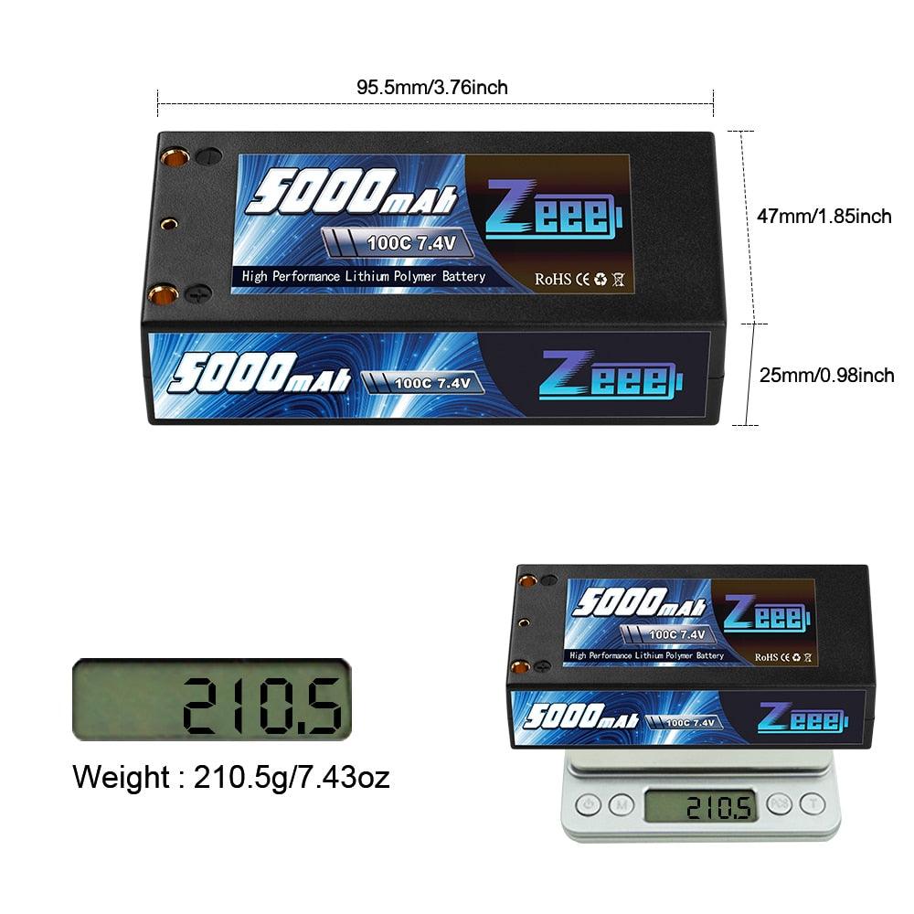 Zeee 2S 7.4V 100C 5000mAh ショートリポバッテリーハードケース
