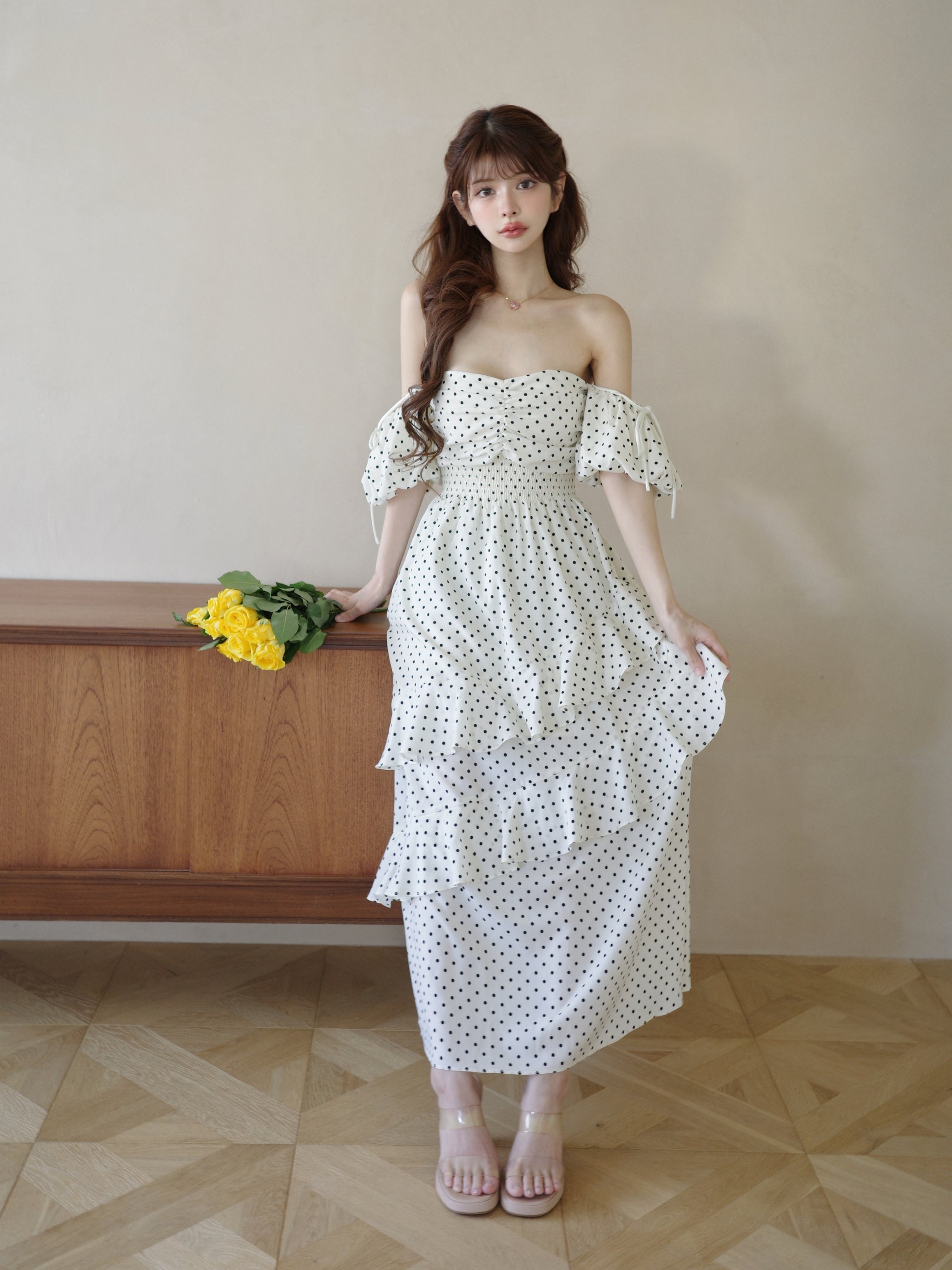 アシンメトリーバックルデニムワンピース – Randy