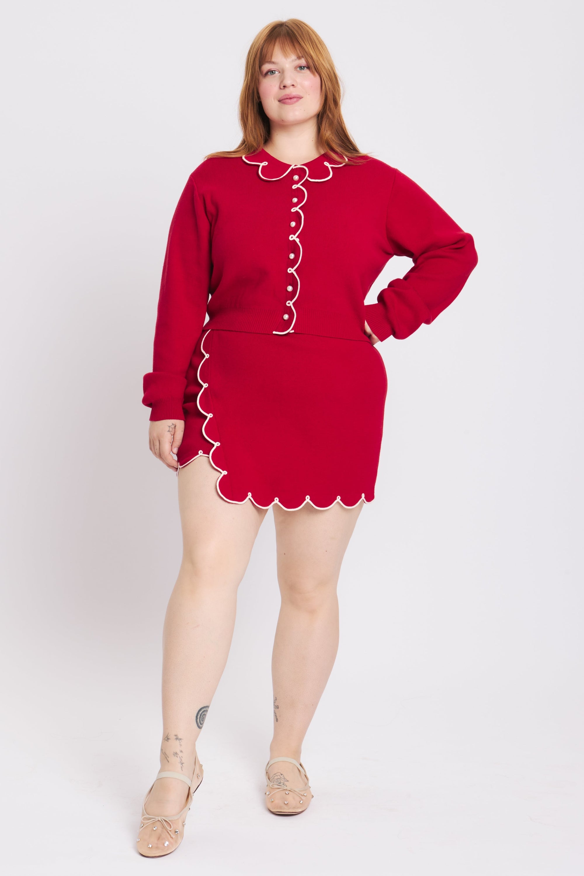 Red Cropped Collared Cardigan - RachelAntonoff.com