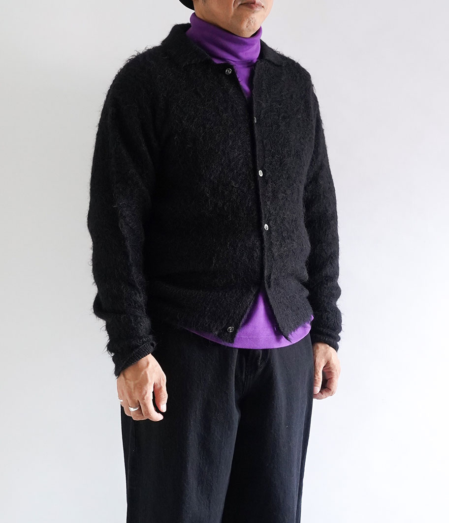 YOKE BRUSHED MOHAIR KNIT SHIRT [BLACK] - Fresh Service NECESSARY