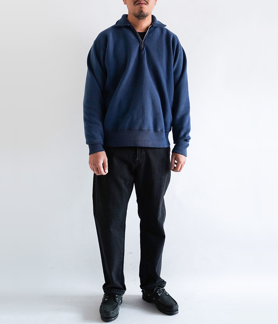 A.PRESSE Vintage Half Zip Sweatshirt [NAVY] - Fresh Service