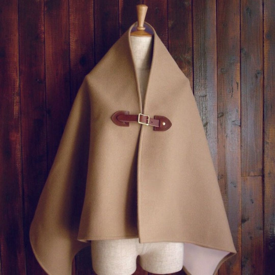 カシミア100%】ポンチョ フォレストグリーン×濃茶色レザー – RAG-STORE