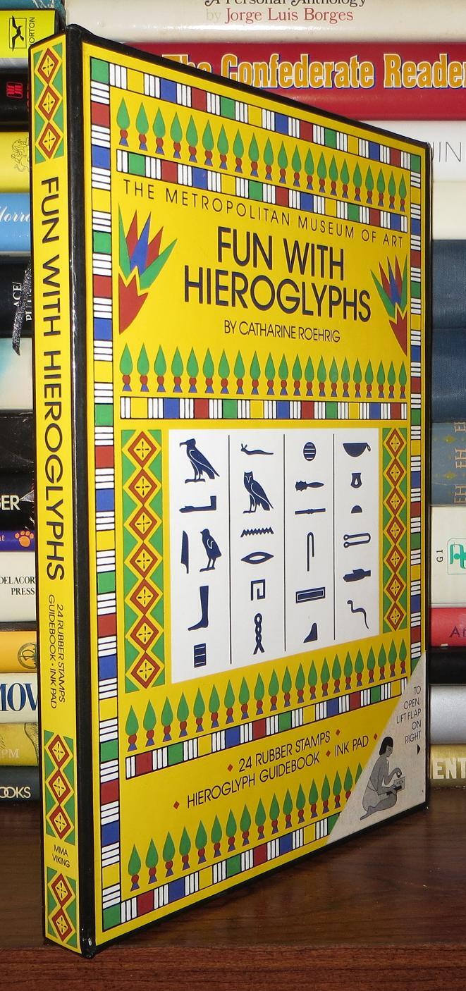 FUN WITH HIEROGLYPHS 24 Rubber Stamps, Hieroglyph Guidebook, Ink