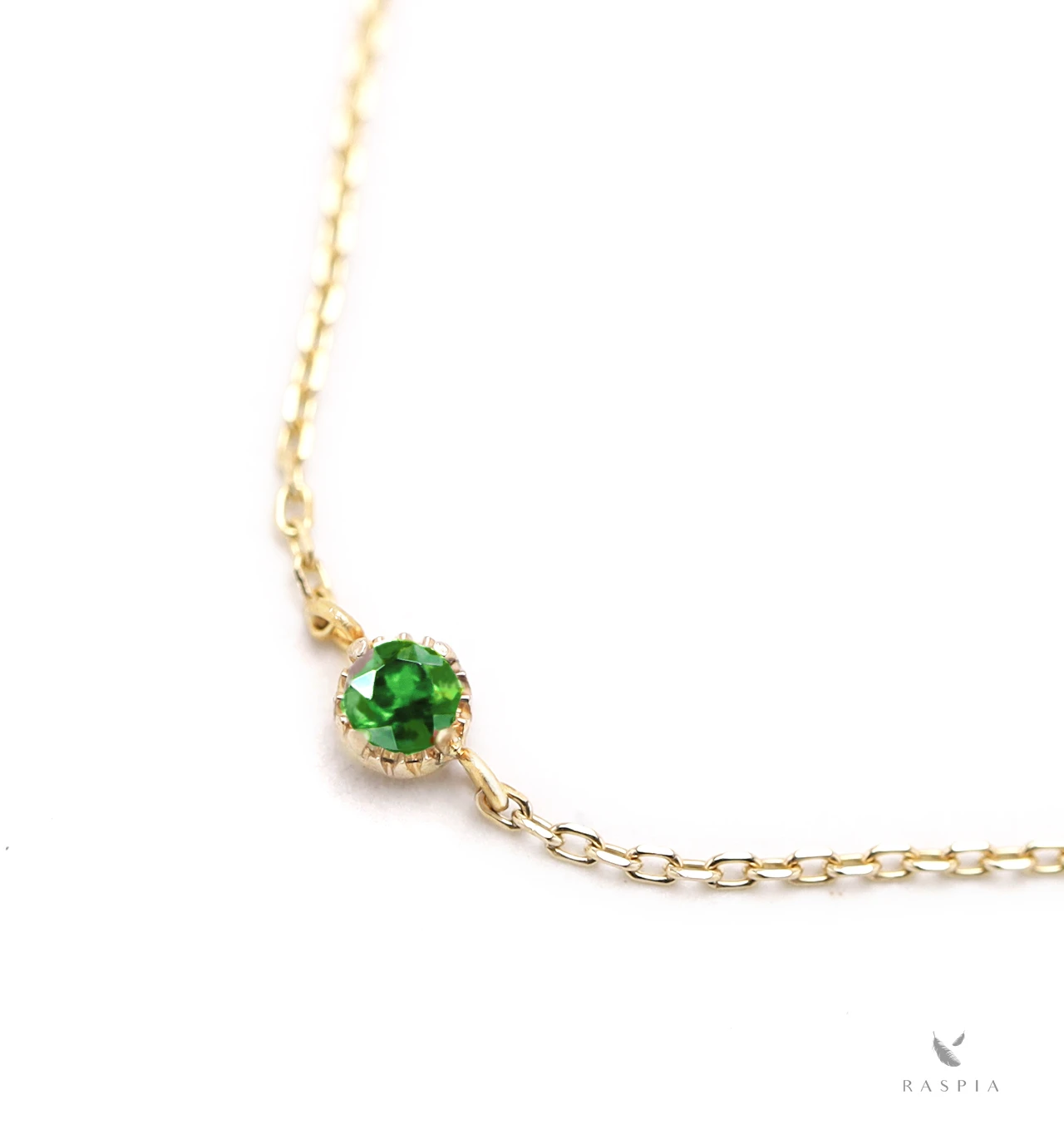 1月誕生石 K10 ツァボライト(グリーンガーネット)の一粒ブレスレット