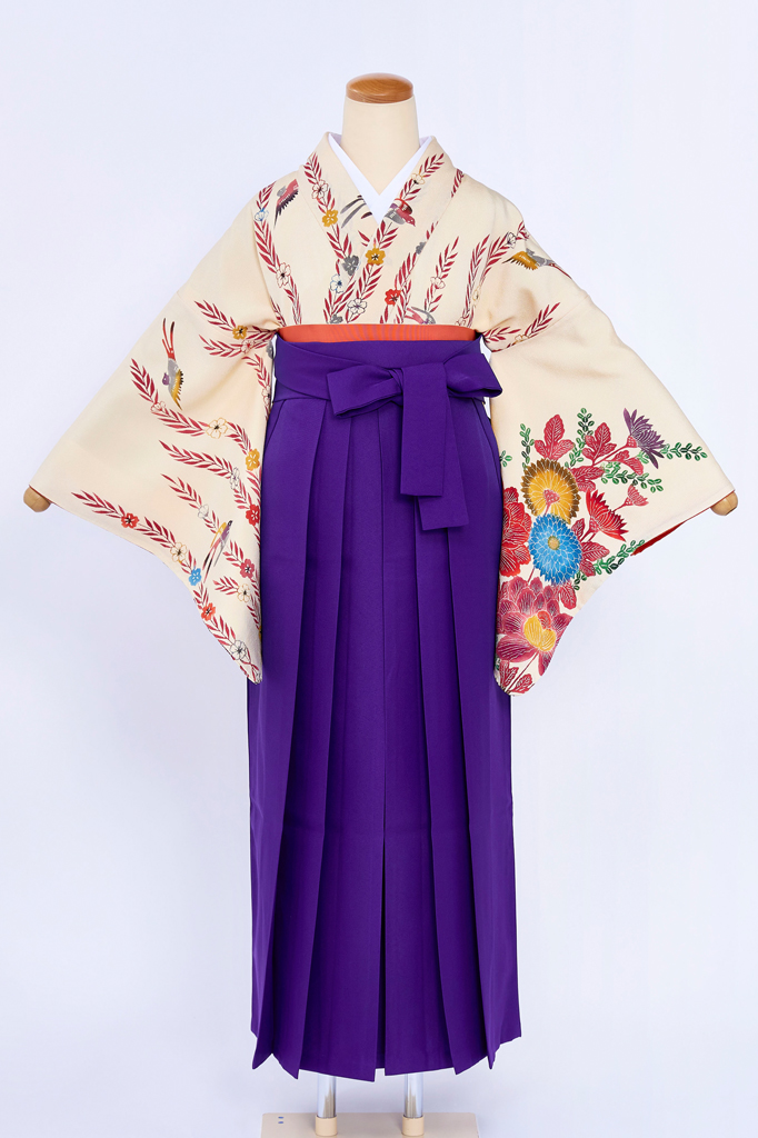 FD-101 女袴・クリーム地／紅型 - 円居の着物レンタル－東京・日本橋