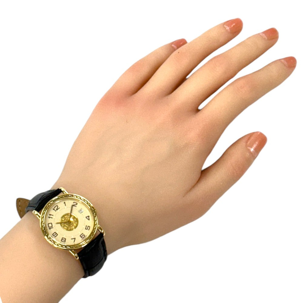 HERMES エルメス セリエ 腕時計 18金 K18イエローゴールド クオーツ