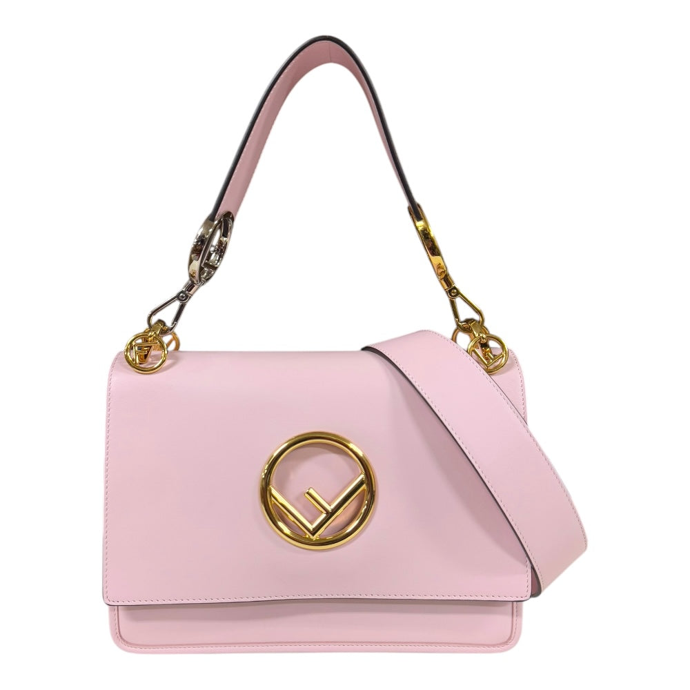 FENDI フェンディ キャナイ エフ ショルダーバッグ レザー ピンク