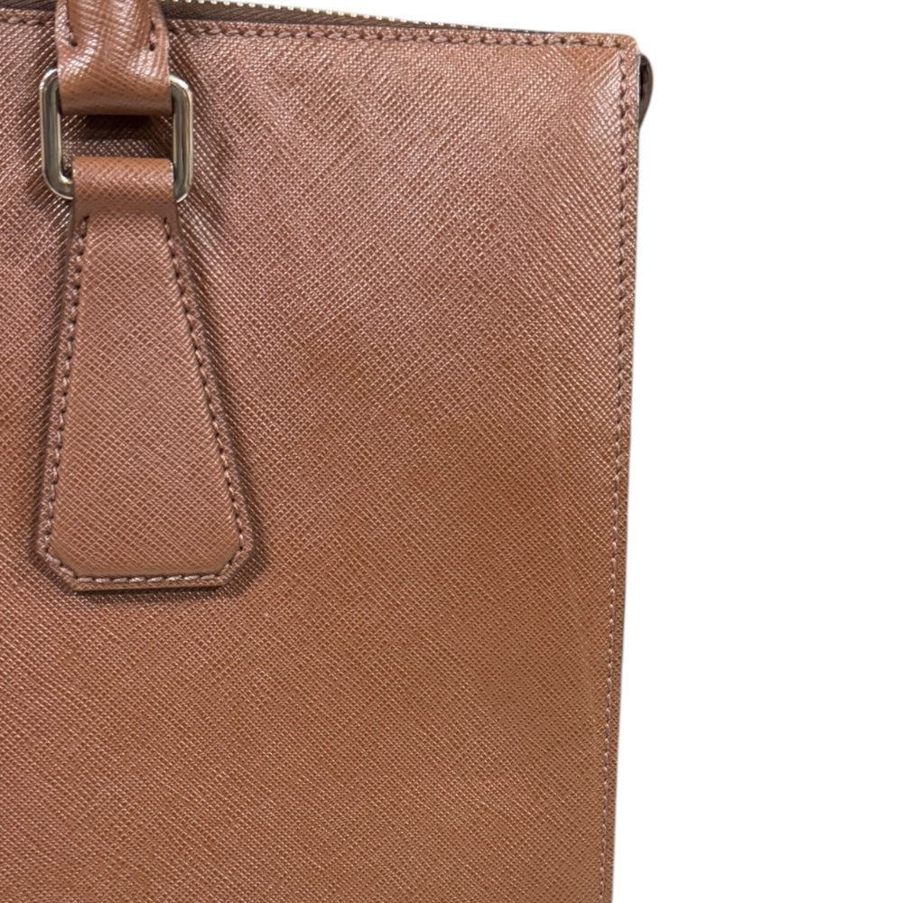 PRADA プラダ ビジネスバッグ トートバッグ レザー ブラウン メンズ