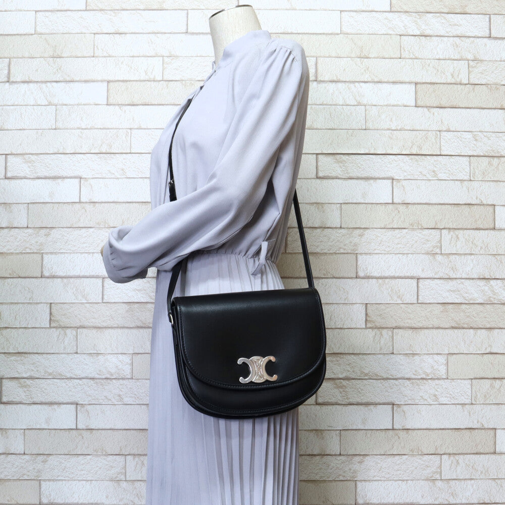 CELINE セリーヌ トリオンフ ショルダーバッグ レザー ブラック