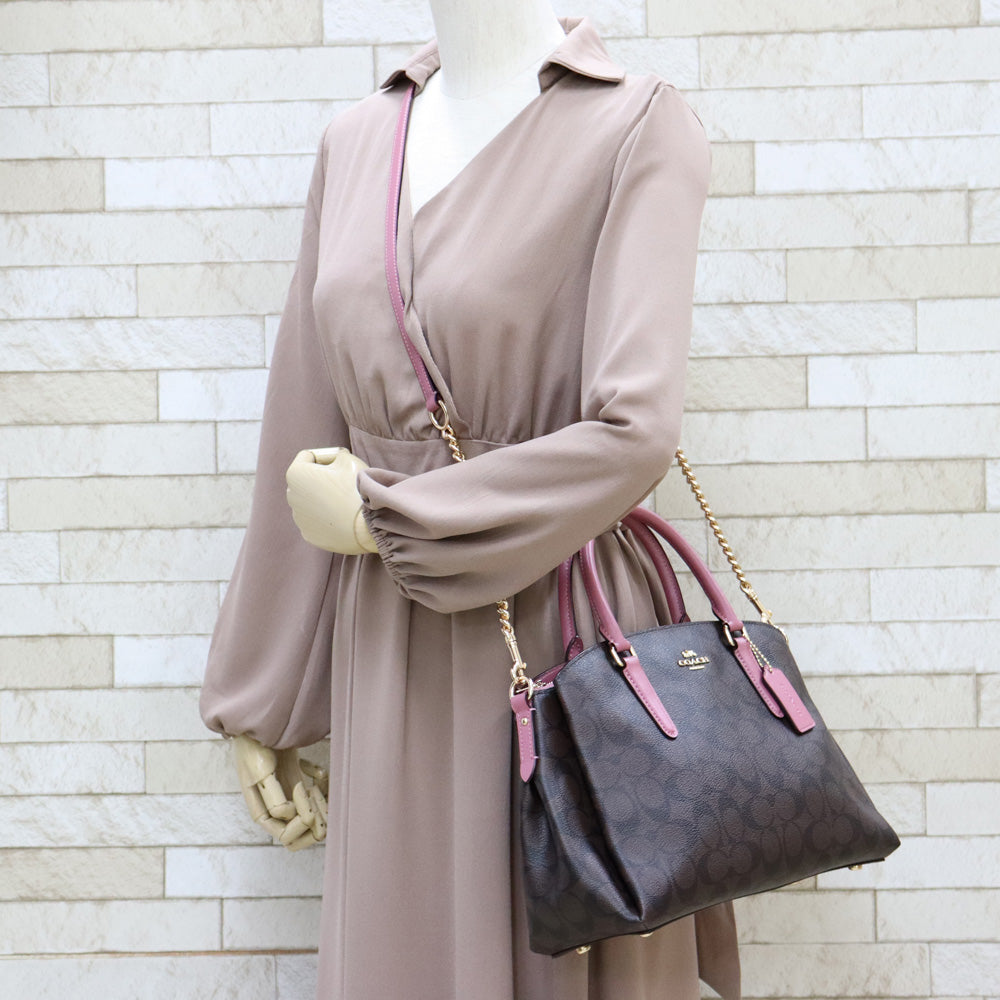 Used] Coach COACH handbag shoulder bag, 2way signature leather