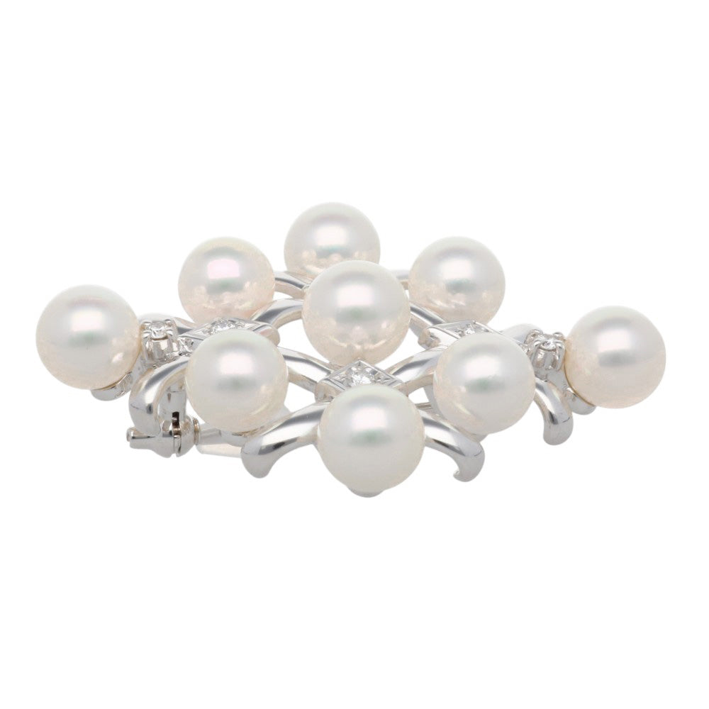 MIKIMOTO ミキモト ブローチ 18金 K18ホワイトゴールド アコヤパール