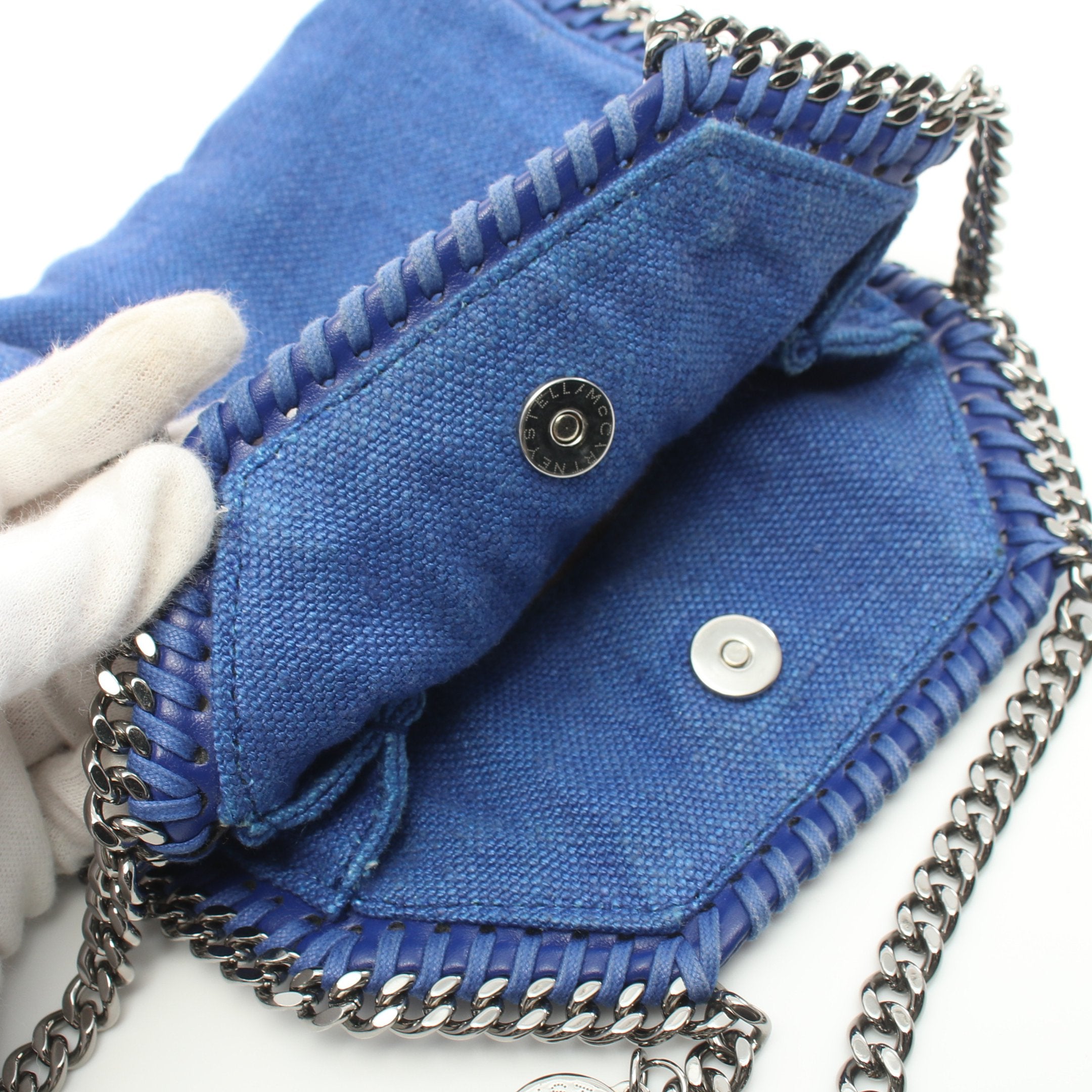 ファラベラ タイニー チェーンショルダーバッグ リネン フェイクレザー