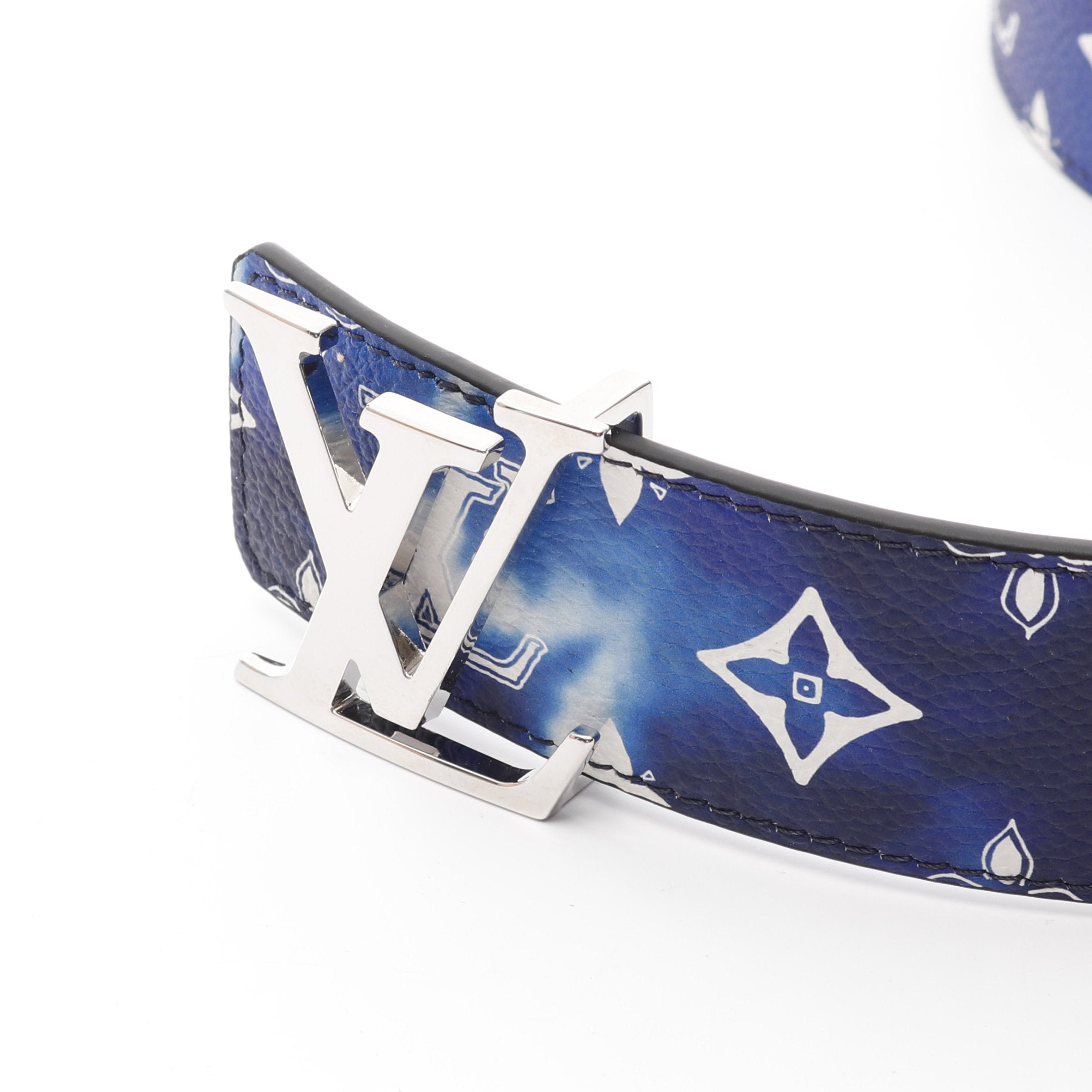 バンダナサンチュールLVイニシャル ベルト レザー ダークブルー