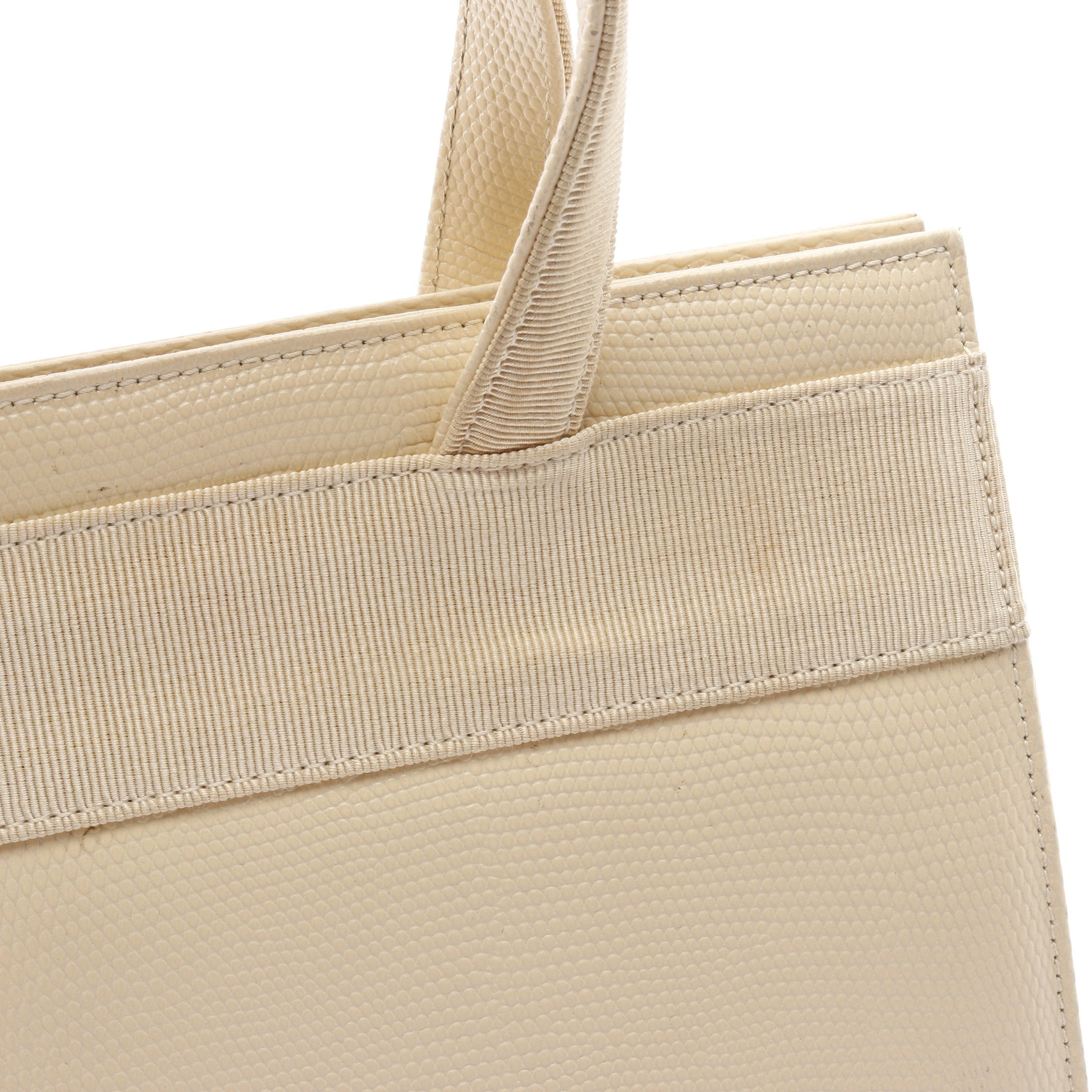 ヴァラリボン ハンドバッグ レザー アイボリー 2WAY リザード型押し