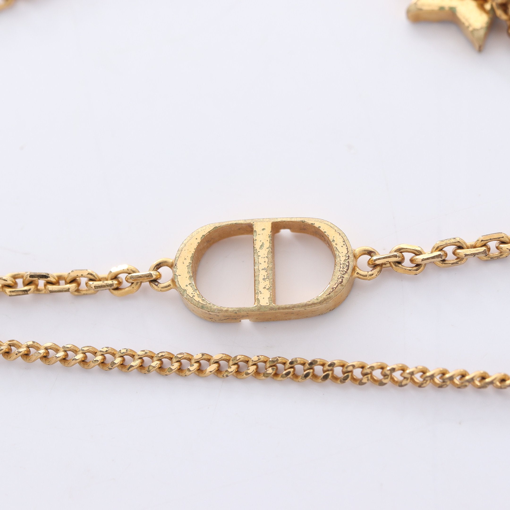 CDロゴ スター ネックレス GP ラインストーン ゴールド クリア