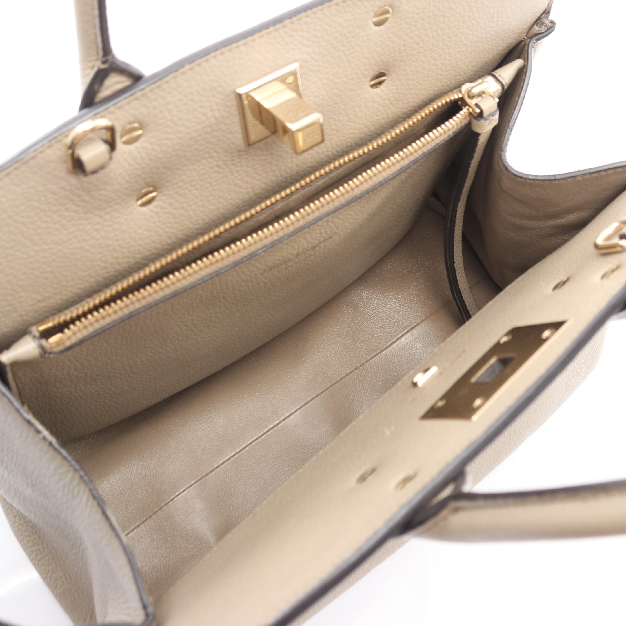 ガンチーニ ハンドバッグ レザー ベージュ サルヴァトーレフェラガモ