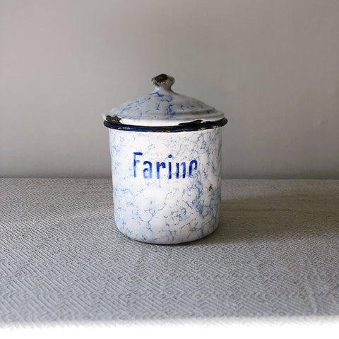 フランスアンティーク ブロカント雑貨 ホーロー製キャニスター2個