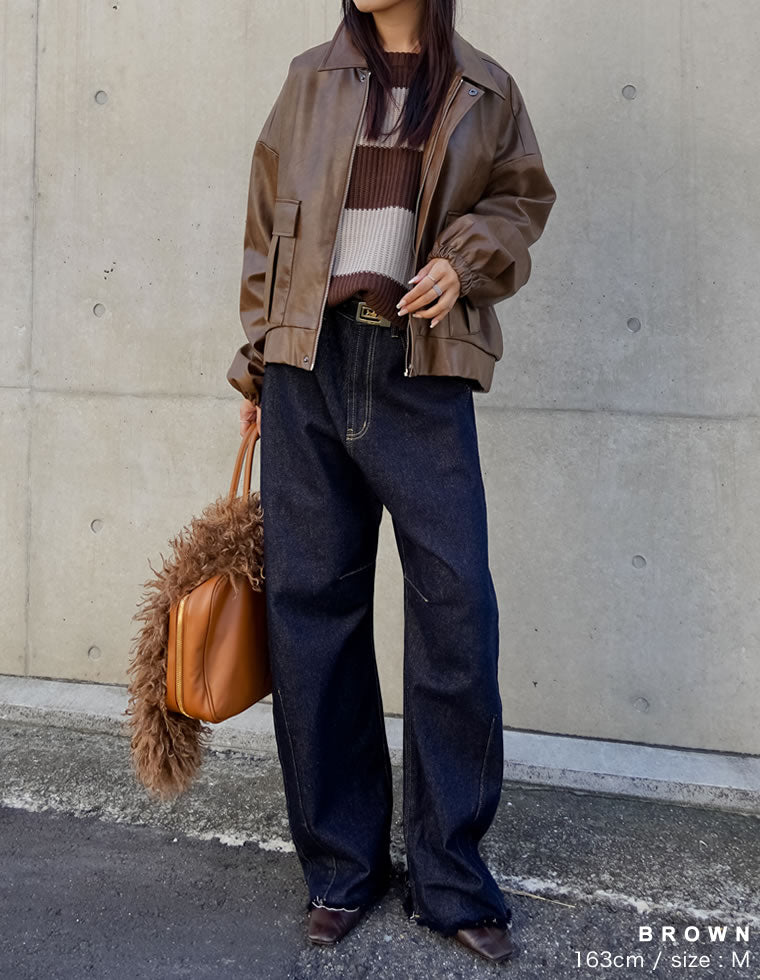 フェイクレザージップブルゾン - ジャケット/アウター通販 | 人気