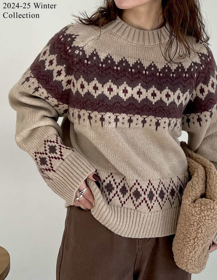 ノルディック柄ニットプルオーバー - トップス通販 | 人気レディース