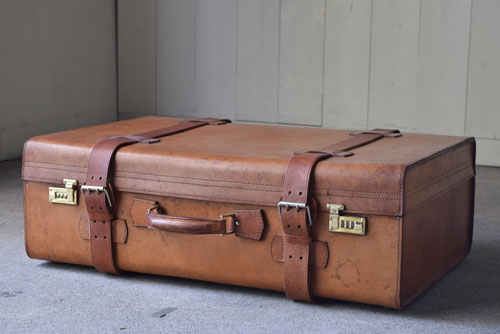 アンティーク レザートランク タン色 中 | REFACTORY antiques