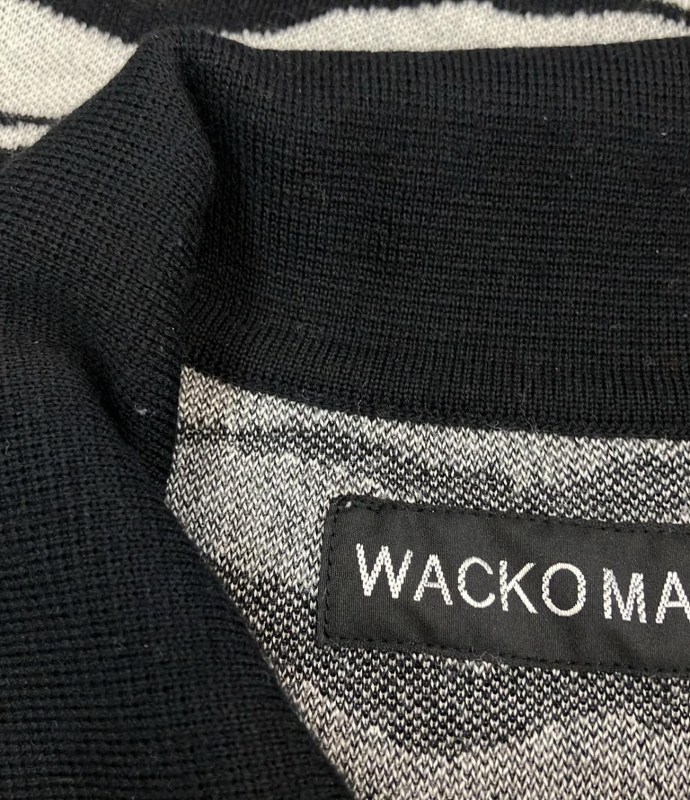 WACKO MARIA 長袖ポロシャツ タイガー柄 TIGER KNIT POLO SHIRT