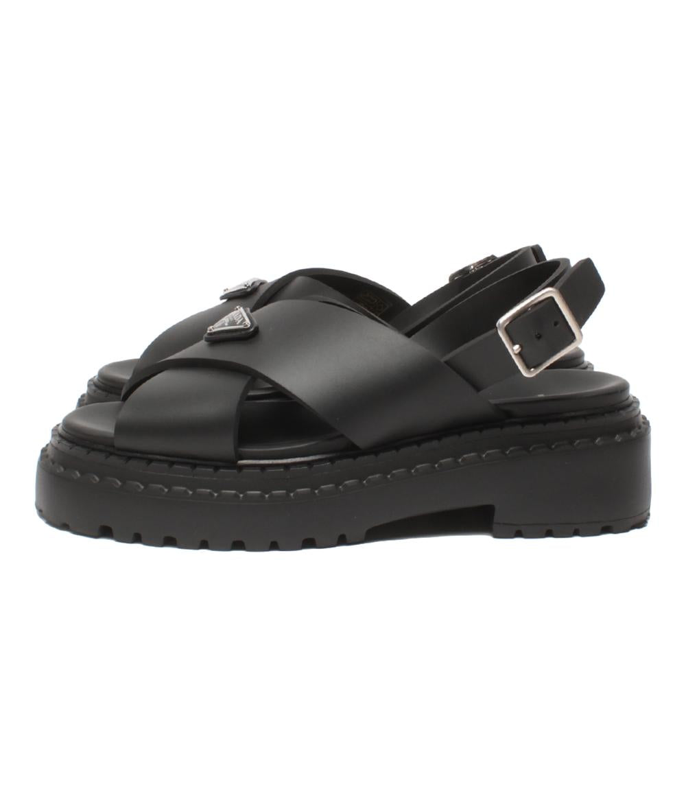 美品 PRADA モノリス ラバー サンダル 厚底 1X382N 3LKK レディース