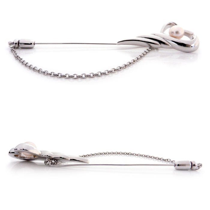タサキ(TASAKI) SILVER パール ピンブローチ ハートモチーフ S刻印 箱