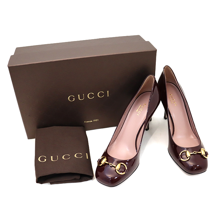 グッチ(GUCCI) パンプス ハイヒール ピンヒール ホースビット エナメル