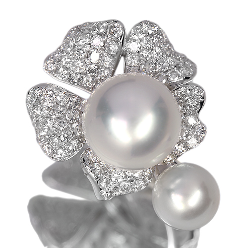 南洋白蝶真珠 12.3㎜/8.6㎜ ダイヤモンド 3.07ct ホワイトゴールド