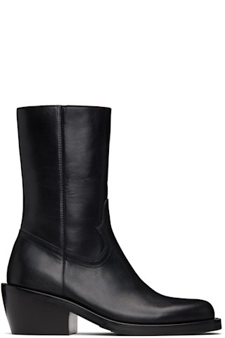 Black Zip Boots by Dries Van Noten on Sale