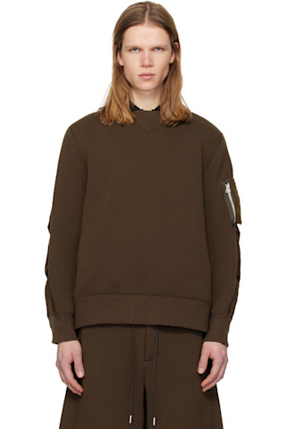 sacai: ブラウン Sponge Pullover スウェットシャツ | SSENSE 日本
