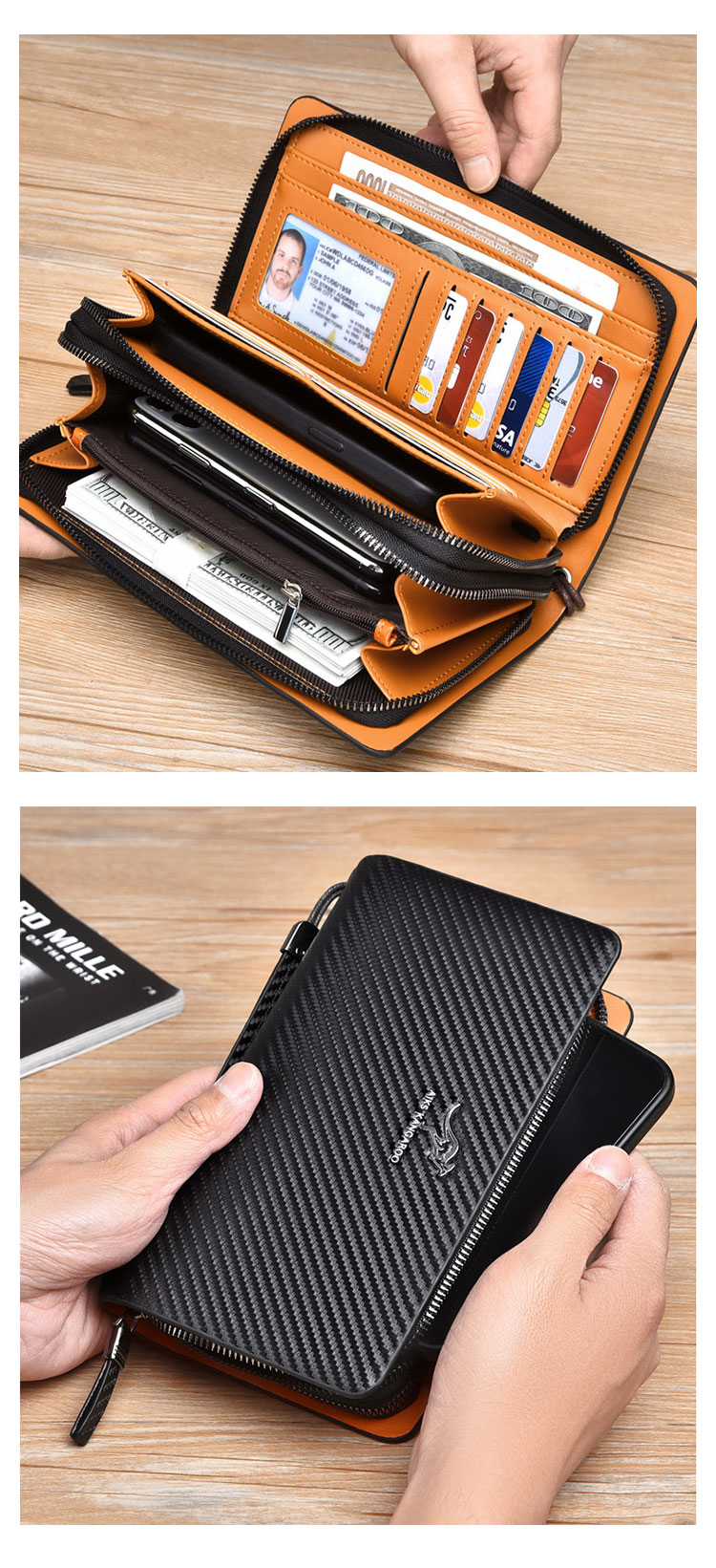 Whatna 革 ミニセカンドバッグ メンズ バッグ 長財布 カード入れ 小銭