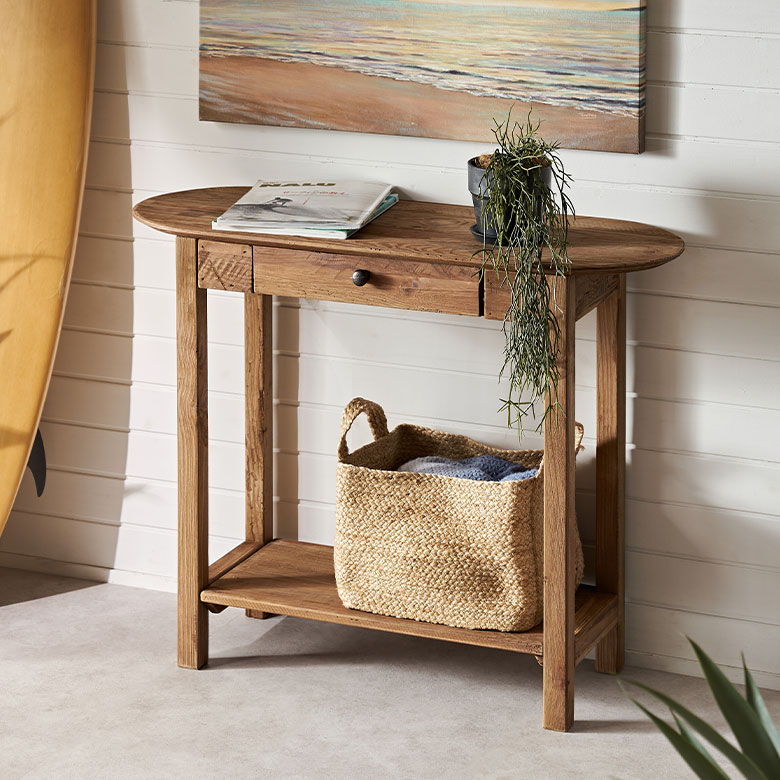 コンソール デスク テーブル 天然木 木製 ウッド 古材 約 W 95cm D