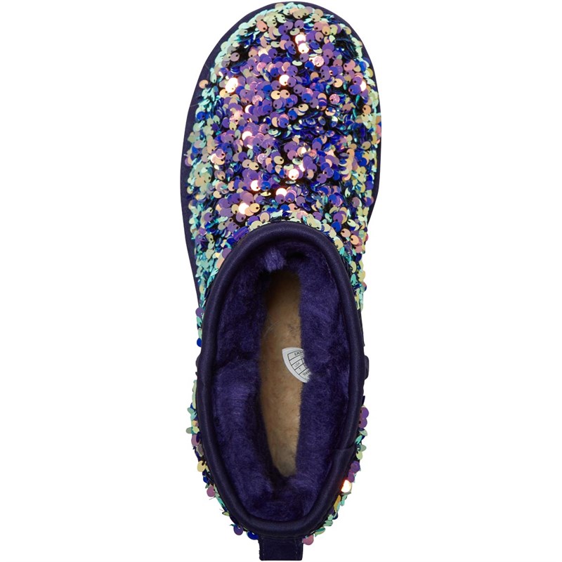 UGG Dames ® Classic Mini Stellar Sequin Enkellaarzen Donkerpaars