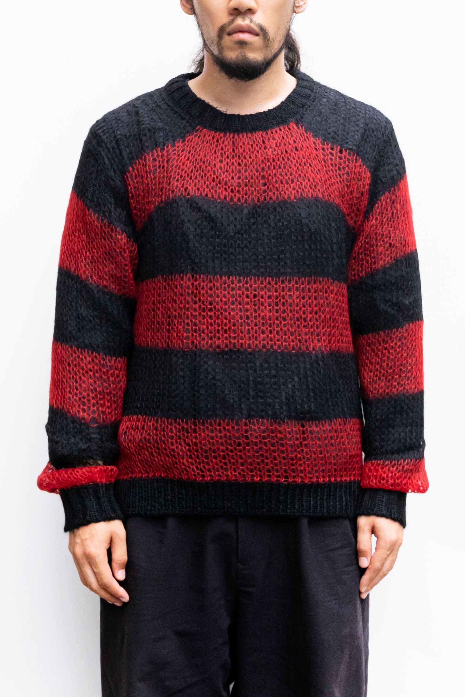 SUGARHILL - MOHAIR LOOSE STRIPE KNIT / RED | Retikle Online Store