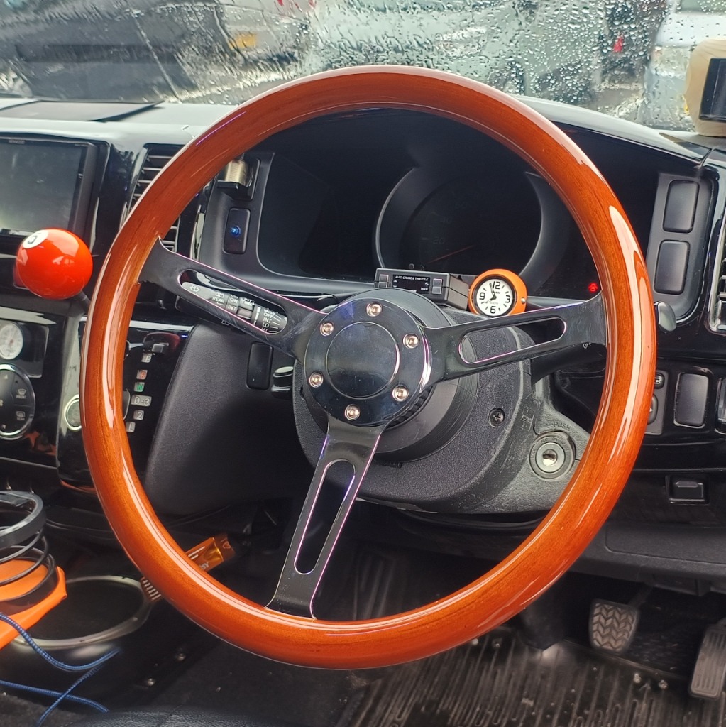 ウッド ステアリング 38Φ 15インチ 6穴 ハンドル レトロ クラシック 旧