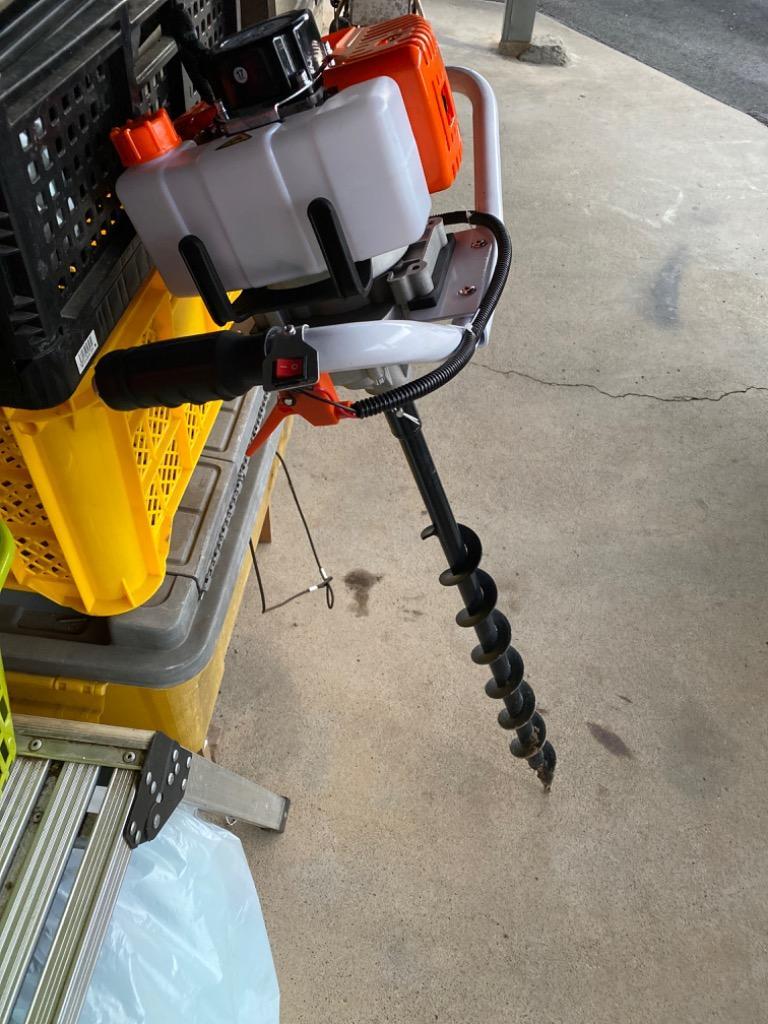 動画付き エンジン 穴掘り機 2サイクル 52cc 1.9kw アースオーガー