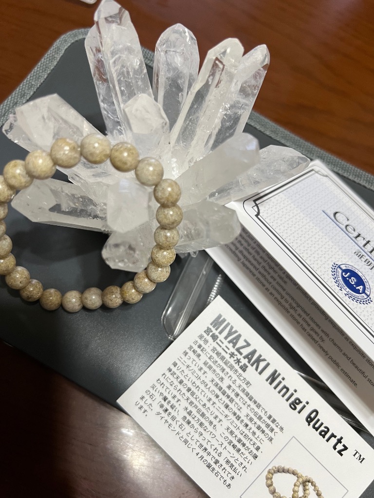 日本銘石 自社工場 ブレスレット 宮崎県宮崎ニニギ水晶(129-87) 日本銘