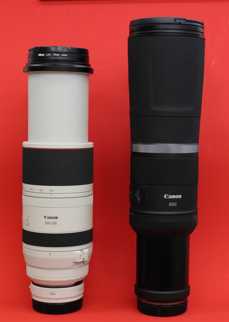 価格.com - 『RF800とRF100－500の、使用時の長さ比較』CANON RF800mm