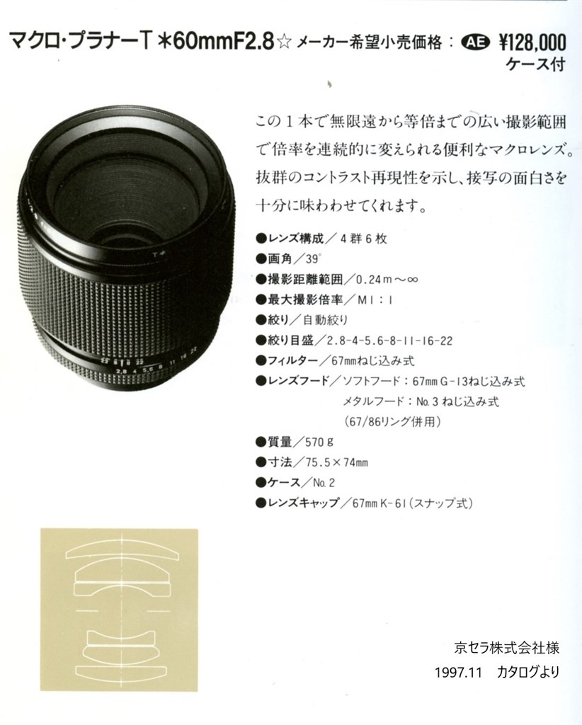 ツァイスの魅力が詰まった、元祖マクロプラナー』 京セラ Carl Zeiss