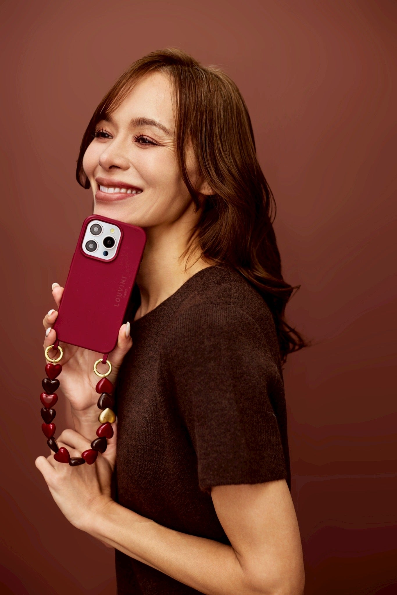 予約販売（3月上旬入荷予定）ハンドストラップ PETIT CUORE BURGUNDY